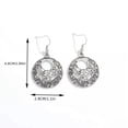 thumbnail image 3 of HOOUN Hollow Flower Pattern Round Dangle Earrings Retro Boho Silver Plated Jewelry, 3 of 3
