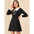 thumbnail image 2 of INSPIRE CHIC Robe Chemise à Manches Longues Contrastées avec Col Peter Pan à Pois pour Femmes, 2 of 6