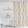thumbnail image 3 of Brown Flower Shower Curtain, Waterproof Shower Curtains for Bathroom, Retro Tribal Art Abstract Monochrome Texture Washable Fabric Bathtub Curtain Set Bath Decor with 12 Hooks 72"x78", 3 of 8