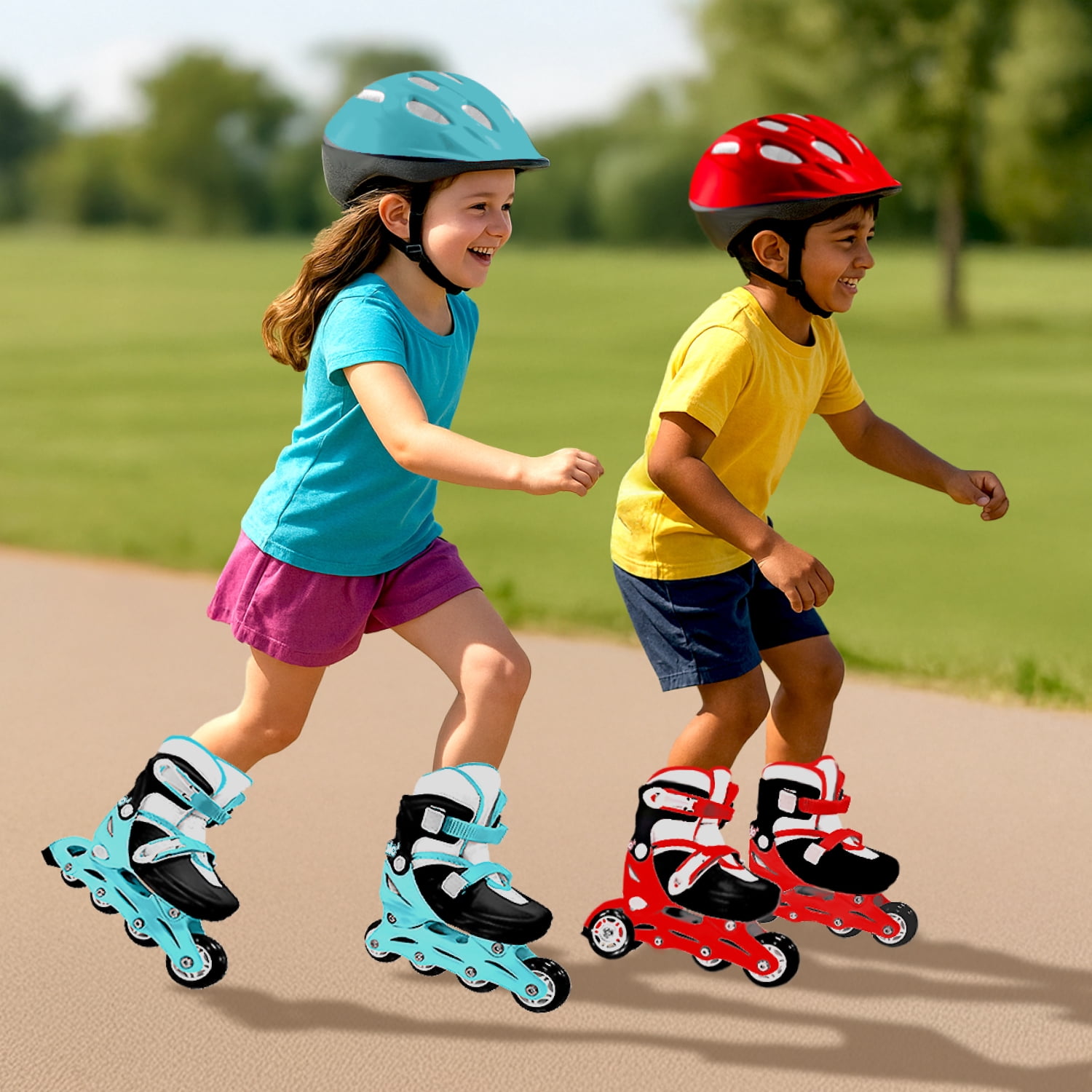 HALO Rise Above Jr. 3-Piece Adjustable Inline Skates Combo Set - Red - Skates and Helmet- Youth-Junior Sizes 12-2