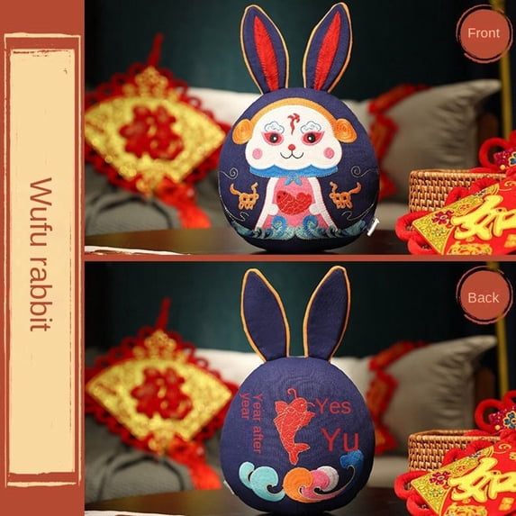 Spring Festival Creative Happy DIY Bunny Tang Suit For Kids Home Decoration Party Supplies Rabbit Ornament Stuffed Toy BLUE 10CM