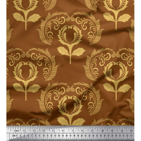 Soimoi Rayon Fabric Floral & Filigree Damask Fabric Prints By Yard 42 Inch Wide