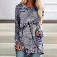 thumbnail image 2 of Long Sleeve Shirts for Women Dressy Casual Crew Neck Hem Flowy Tops Color Block Geometry Printed Oversized Loose Tunic Shirts Graphic Tees for Spring Fall #B06-Orange S, 2 of 6