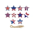 thumbnail image 2 of erdimoy 10-Piece Patriotic Star Wooden Ornaments Set, USA Flag Pattern Hanging Decor, 3.15in Size for 4th of July & Independence Day Home Decor, 2 of 6