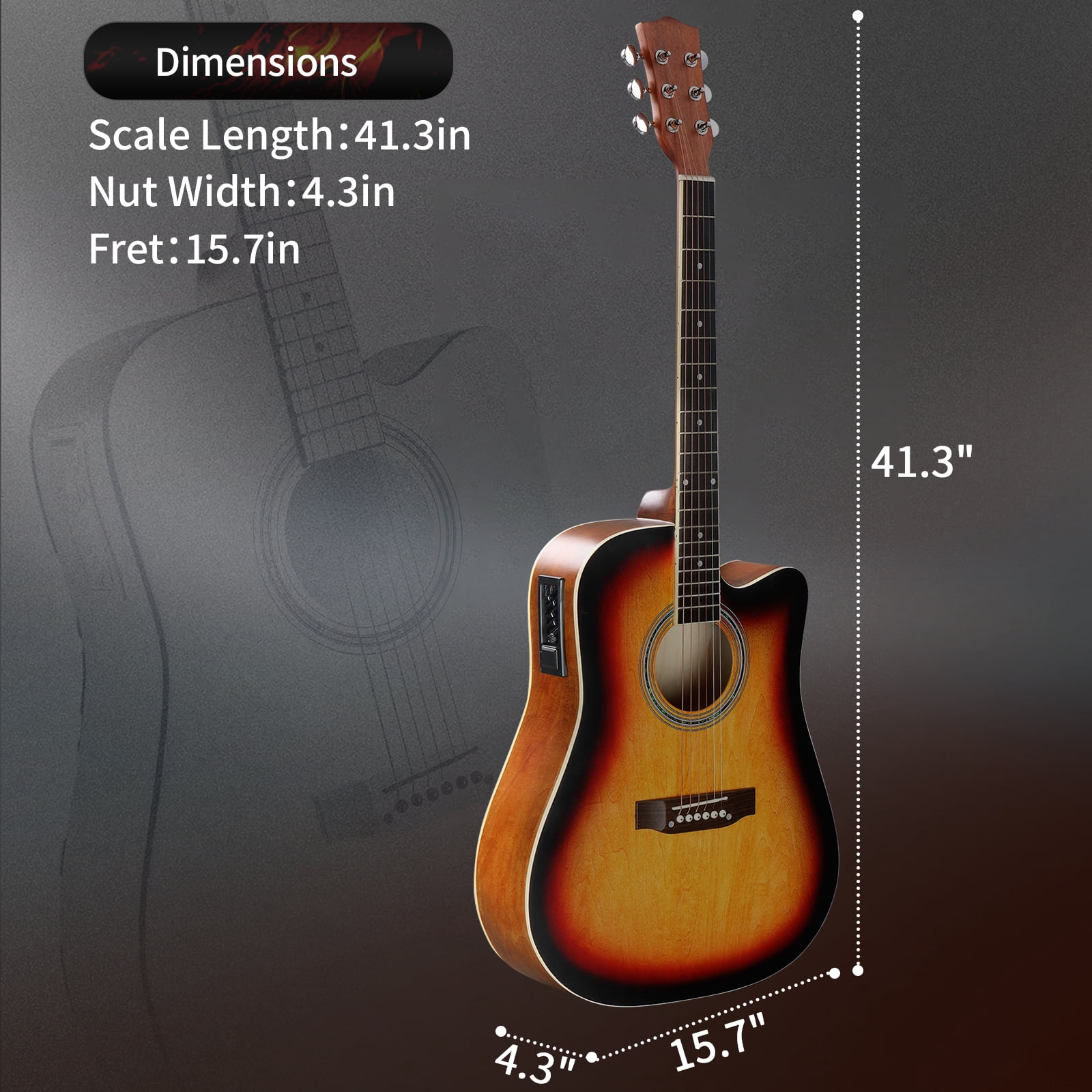 Ktaxon 41-Inch Full-Size Acoustic Electric Guitar with 10W Amp Bag Tuner and other Accessories Brown