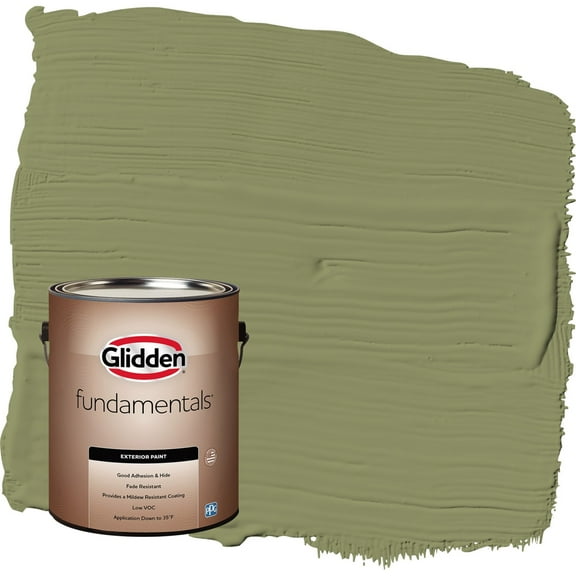 Glidden Fundamentals Paid in Full / Green Semi-Gloss Exterior Paint, 1 Gallon