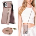 thumbnail image 2 of Crossbody Phone Case for iPhone 11 Pro Case with Card Holder for Women,iPhone 11 Pro Case Wallet with Strap Lanyard for Men,PU Leather Magnetic Clasp with Kickstand 5.8", Rosegold, 2 of 18