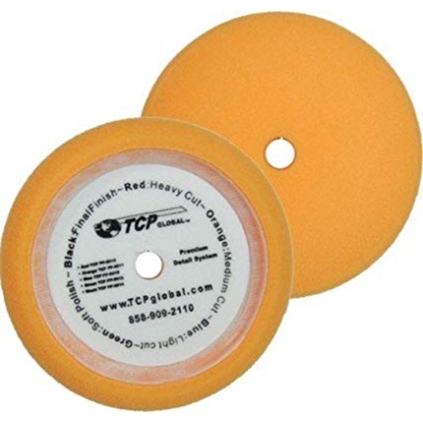 8" Orange Foam Buffing Pad Coarse Cutting Polish Hook & Loop Standard