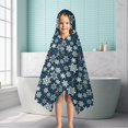 thumbnail image 6 of Dark Blue Christmas Snowflake Pattern Hooded Bath Towel，50"x30" for Ages 3 To 12 Kids, Quick Dry Lightweight Soft Microfiber Hood Beach Towel Cover Up for Kids, 6 of 7