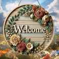 thumbnail image 3 of Ltdhehe Retro Round Flower Welcome Door Sign For Daily For Farmhouse Bar Coffee Front Door Home Decoration, 3 of 6