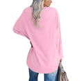 thumbnail image 4 of OKBOP Breast Cancer Scrub Tops Women,Casual V-Neck Long Sleeve Solid Loose Shirt Green Blouses For Women Breast Cancer T- Shirt, 4 of 6