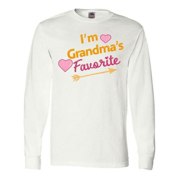 Inktastic I'm Grandma's Favorite with Arrow and Hearts in Pink Long Sleeve T-Shirt