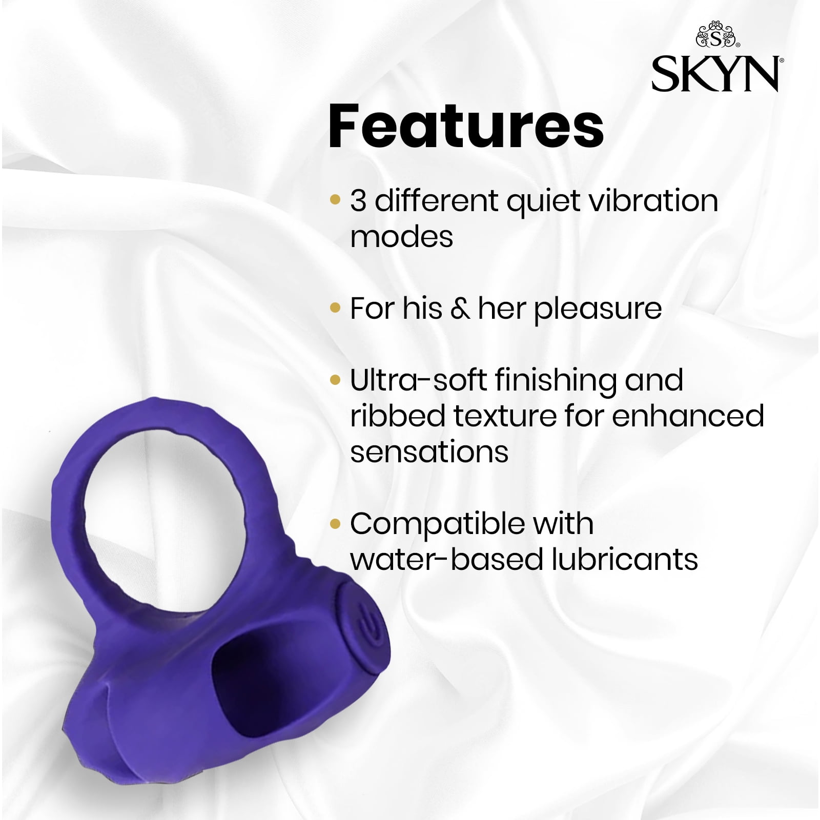SKYN Dual Ring: Vibrating Ring and Sensual Massager, USB Rechargeable, 3  Speeds, Water Resistant, Purple - Walmart.com