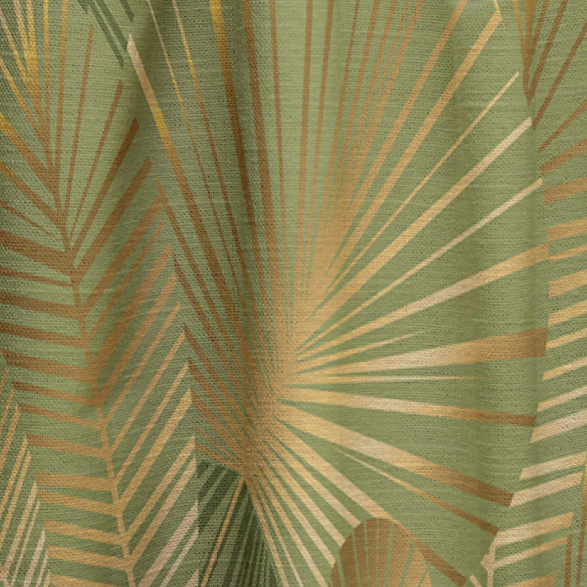 Designart 'Abstract Golden Leaves I' Mid-Century Modern Curtain Panel