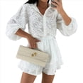 thumbnail image 2 of Conjunto de 2 Piezas de Blusa de Encaje para Mujer, Camisetas, Tops, Pantalones Cortos Ajustados, Ropa Deportiva para Fiesta y Club. XL, 2 of 10