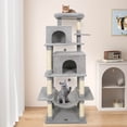 thumbnail image 4 of Costway 70" Large Cat Tree for Indoor Cats with Plush Top Perch, Dual large Condos, Hammock Light Gray, 4 of 9