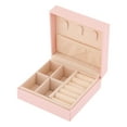 thumbnail image 3 of REGALWOVEN Travel Jewelry Box for Women Birthday Gifts, Small Portable PU Leather Jewelry Organizer Case Storage Display Holder Pink 3.5*3.5*1.5in, 3 of 7