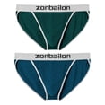 thumbnail image 2 of TANBOM Men's Low Rise Elastic Breathable Contoured Pouch Nylon Triangle Underwear, Green/Blue, 2-Pack, M, 2 of 6