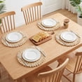 thumbnail image 3 of Farmhouse Placemats Set of 4 Round Placemats for Dining Table Decor Indoor Outdoor Washable Kitchen Table Mat Wipe Clean Brown 15x15inch, 3 of 5