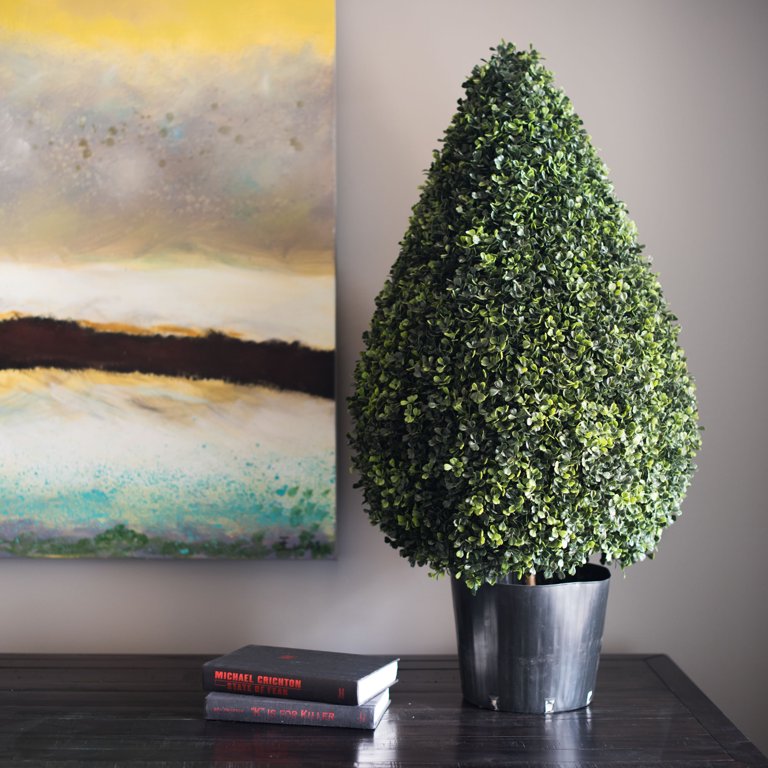 Vickerman 24" Boxwood Teardrop Bush - UV Resistant Artificial Plant With LED Lights
