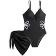 thumbnail image 6 of BOBOGOJP Girls Swimsuit Adjustable Straps Cut Out One Piece Bathing Suit with Solid Color Cover Up Skirt Girls' Swimwear 5-16Y Black for Size 9-10 Years, 6 of 7