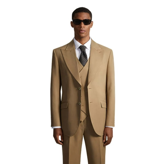Men's Regular Fit 3 Piece Double Breasted Suit: Groom & Business Essential (Jacket Vest Pants)