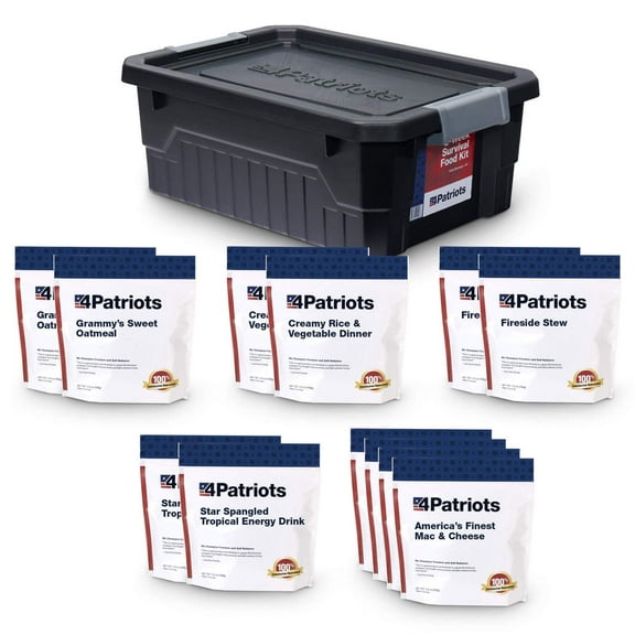 4Patriots 2-Week Emergency Food Supply Survival Kit - Perfect for Camping, Freeze Dried Preparedness Food, Designed to Last 25 Years - 84 Servings of Delicious Breakfast, Lunch, & Dinner