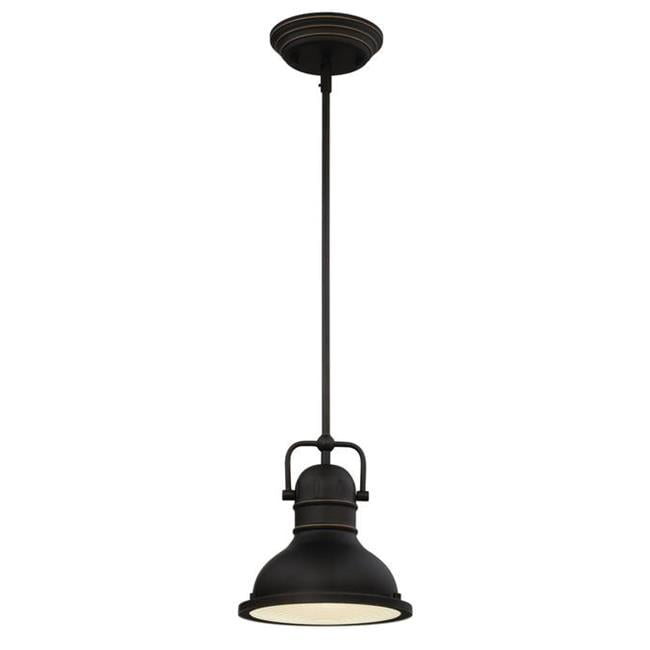 1 Light LED Mini Pendant Oil Rubbed Bronze Finish with Highlights and Prismatic Lens