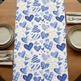 thumbnail image 5 of Table Runners 70 Inches Long Dress Scarves, Valentine's Day Farmhouse Coffee/Dining/Kitchen Table Decor, Holiday Table Runner, Blue Heart Love Modern Romantic Minimalist 13x70 Inch, 5 of 9