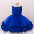 thumbnail image 2 of XASZHN Robes à Fleurs pour Filles pour Mariage Fête Concours Robe de Princesse 3 9 Ans Bleu_001 6-12 Mois, 2 of 8