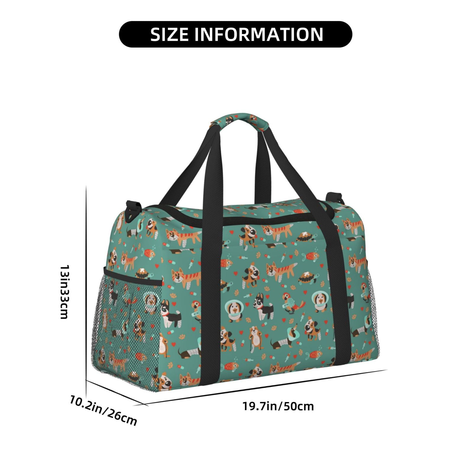 Fuzoiu Veterinary Clinics Print Travel Duffle Bag,Carry On Tote Bags,Duffel Bag,Sport Gym Bag, Hospital Bag for Labor and Delivery, Overnight Bag,Luggage Bag