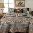 Southwest Diamond Arrow Desert Sunset Turquoise Blue Rust Tan Queen