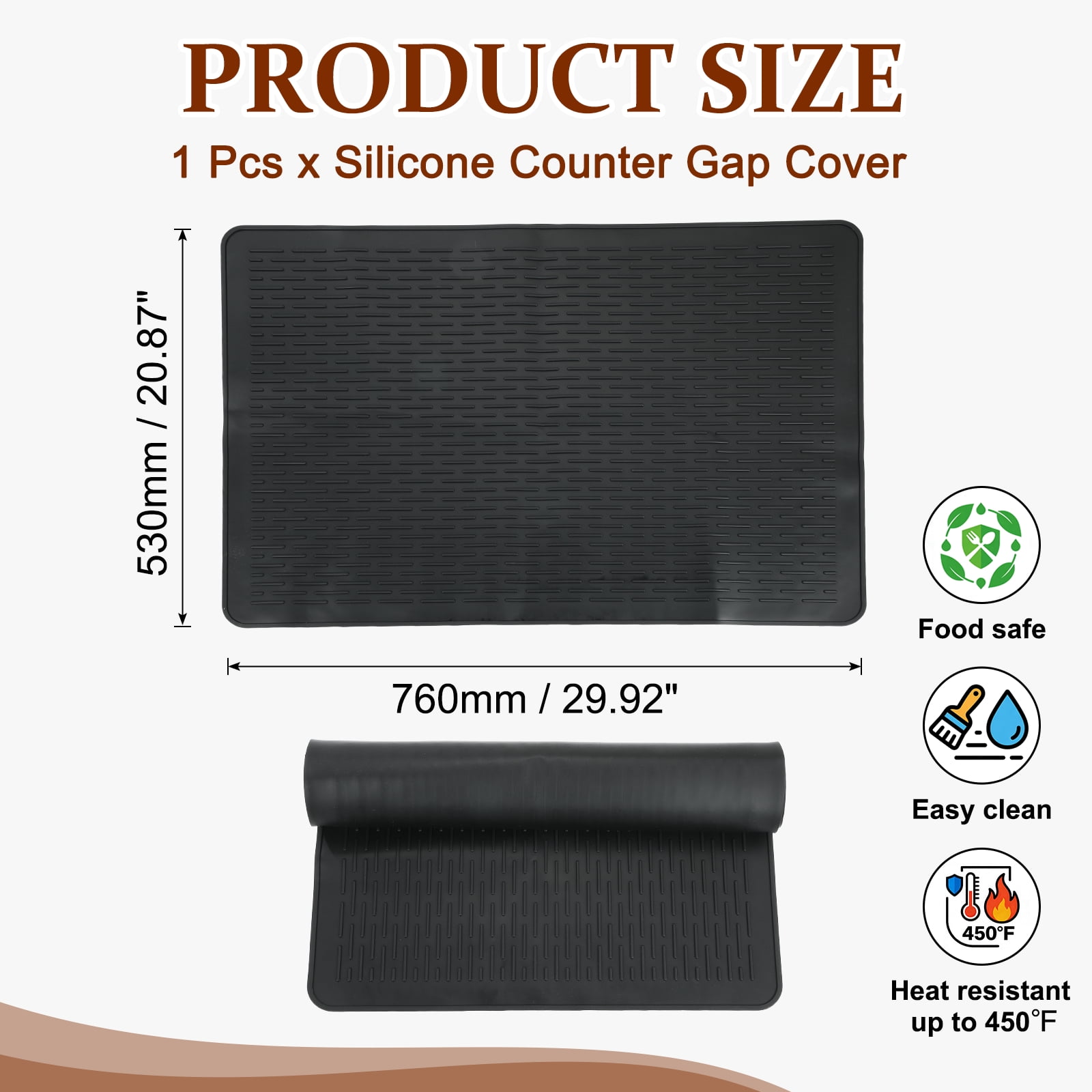Uxcell Stove Top Cover for Electric Stove, Includes 1Pcs Silicone Pad and 2Pcs Cooktop Gap Strip Silicone Stove Mat for Kitchen Glass Top Cooktop Protector , Black