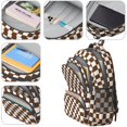 thumbnail image 4 of Brown and White Checkered Pattern Backpack for School, Cute School Bag with Adjustable Shoulder Straps and Padded Back, 16.9"x12.6"x5.9", 4 of 4