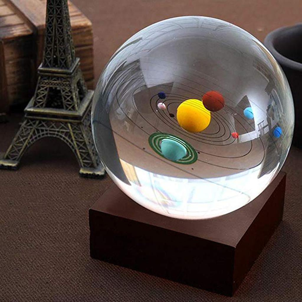 Clear Solar System Glass Crystal Ball Kids Educational Astronomy Science Toy 