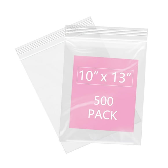 iMailer - 500 Pcs- 10" x 13" Clear Zip Bags - Reclosable Plastic Zip Poly Bags 2 Mil for Prints, Photos, Documents, Clothing, T-Shirt