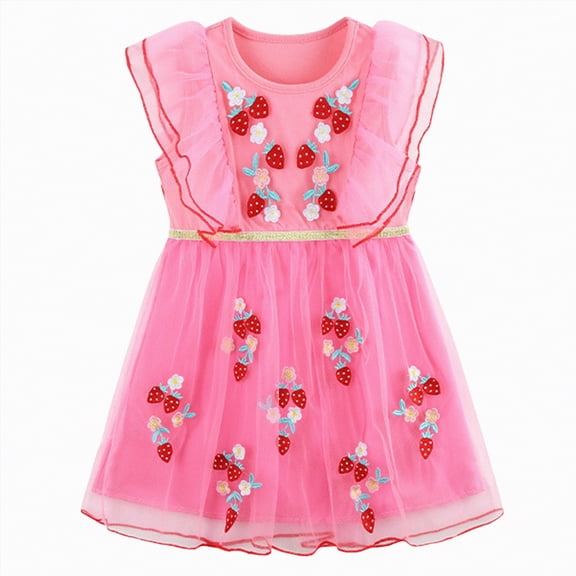 Gubotare Girls Casual Dresses Newborn Infant Baby Girl Dresses Summer Outfits Casual Sundress Gifts Toddler Clothes for Girl 3T 4T (Pink,3-4 Years)