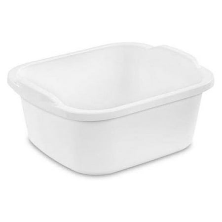 Plastic Wash Tub Dishpan Basin and Foot Bath for Soaking Feet, Laundry Hand Wash Bucket, Dish Pans for Washing and Storage Cleaning Supplies - 12 Quarts - Heavy Duty - Made in USA (White)