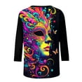thumbnail image 5 of Mceream Mardi Gras Shirts for Women Bling Glitter Carnival Outfits 3/4 Sleeve Tunic Tops Funny Mask Graphic Tees Crewneck Vintage Mask Print Blouses Plus Size Multicolor XXL, 5 of 6
