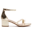 thumbnail image 3 of Women's Open Toe Ankle Strap Low Block Chunky Heels Sandals Gold Size 6, 3 of 7