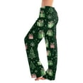 thumbnail image 2 of Women's Fashion Loose Casual Christmas Snowman Print Pants with Drawstring Elastic Waist, Comfortable Sleepwear and Loungewear Trousers for Home,Green,L, 2 of 7
