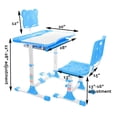 thumbnail image 3 of Adjustable Kids' Desk and Chair Sets, Kids Adjustable Height Desk with Storage & Bookstand, Tiltable Writing & Drawing Desktop, Multifunctional Kids Work Station For Children Online school, 3 of 15