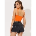thumbnail image 4 of INSPIRE CHIC Top sin mangas de verano sin mangas con tirantes finos y tirantes finos con lazo a rayas arcoíris para mujer Naranja L, 4 of 5