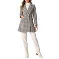 thumbnail image 2 of CHAQUETA BLAZER DE TWEED A CUADROS DOBLE BOTÓN CON SOLAPA NOTCH PARA MUJERES INSPIRADA EN CHIC M MARRÓN, 2 of 6