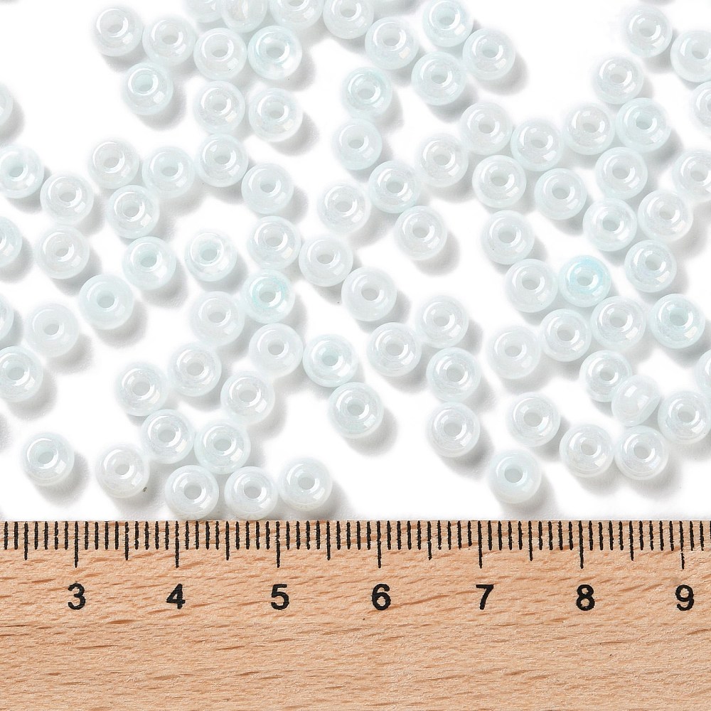 1pound Glass Seed Beads Opaque Colours Luster Round Azure 5~5.5x3~3.5mm Hole: 1.5~1.6mm about 3488pcs/pound