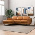 thumbnail image 6 of Pemberly Row Mid-Century Leather Cushion Back Left-Facing Sectional in Tan, 6 of 6