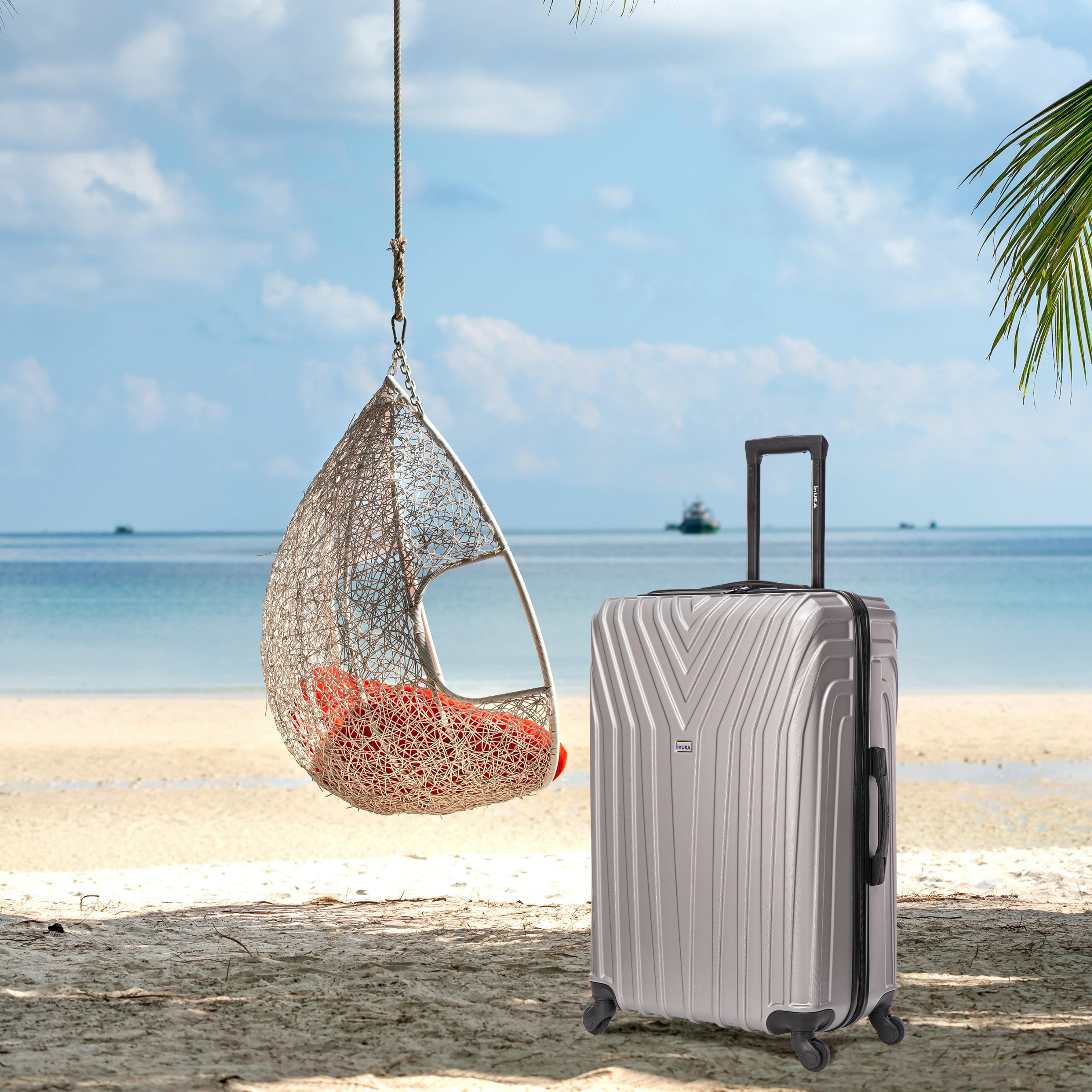 InUSA Vasty 28" Hardside Lightweight Luggage with Spinner Wheels, Handle, and Trolley, Gray