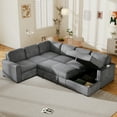 thumbnail image 2 of shunda K U-shaped Corduroy Combination Corner Sofa with Storage Lounge Chair, 6-seater Oversized Sofa, With USB interfaces,Suitable for Living Room, Office, and Spacious Space, Gray, 2 of 5