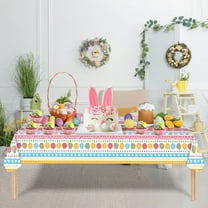 Easter Tablecloth, Disposable Plastic Tablecloth 54" x 108" Easter Party Supplies,Easter Table Cloth Plastic Table Cover, Easter Decorations Party for Indoor or Outside,Home,Dinner(D)