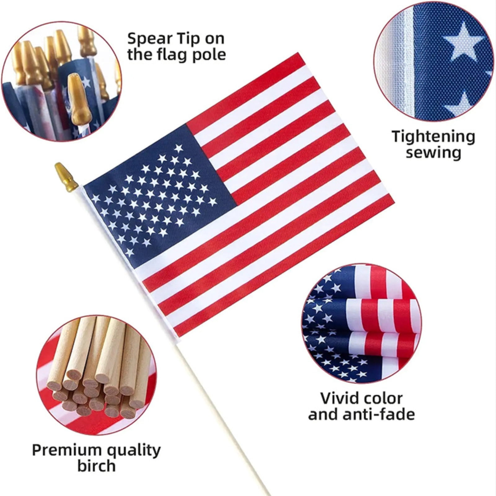20 Pcs 8x12 Inch Small American Flags on Sticks, Small US Flags/Mini American Flags for Outside ,Handheld US Flags Stick,Memorial Day Decorations,Independence Day,Patriotic Decorations